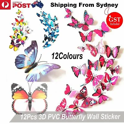 $2.80 • Buy 12PCS 3D Butterfly Wall Removable Sticker Decals Kids Art Nursery Decor Magnets