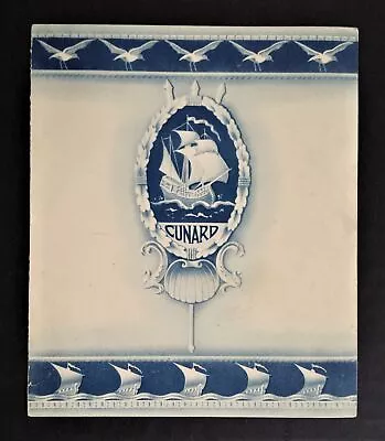 1927 Antique CUNARD DINNER MENU Tourist Third Cabin Blue Cover Art • $28.95
