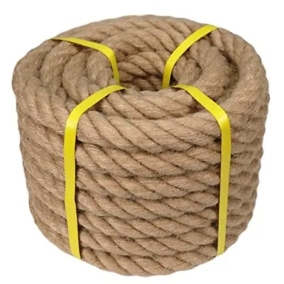 Twisted Manila Rope - 1 Inch X 50 Feet - Thick Hemp Rope - Natural Jute Rope HOT • $44.78