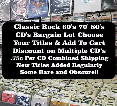 $4.99 • Buy Classic Rock 60's 70' 80's CD's Bargain Lot Choose Your Titles & Add To Cart