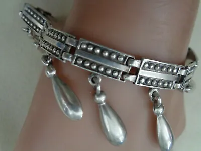Margot De Taxco Vintage Sterling Bracelet W Dangling  Solid Sterling Tear Drops • $399