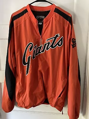 Vintage RARE Orange Majestic San Francisco Giants Pullover Jacket Size Large • $116