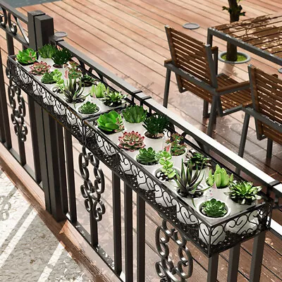 Metal Planter Garden Fence Railing Hanging Balcony Wall Mounted Flower Plant Pot • £11.95