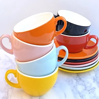 6 X 8oz Flat White Cappuccino Cup & Saucer Set Of 6 Wholesale • £30