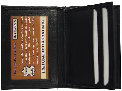 Mens Front Pocket Leather Slim Multi Credit Card Flap Mini Bifold Wallet Black • $13.53