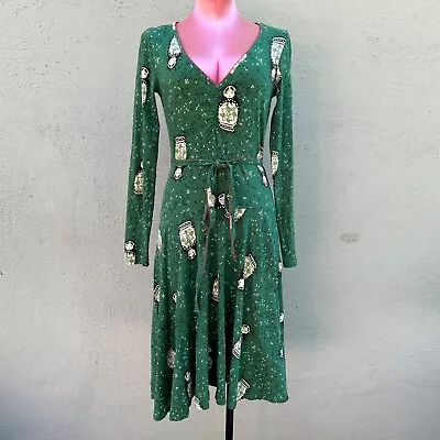 Blutsgeschwister Russian Doll Dress Long Sleeve Green Casual Short Belt S • $39.99