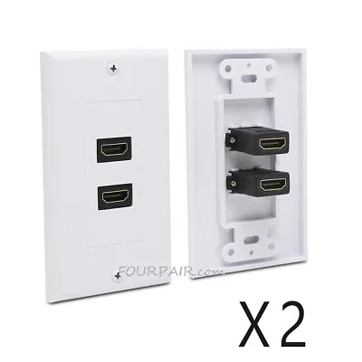 2 Pack Lot - 2-Port Dual HDMI Wall Face Plate Panel Outlet 4K ARC HDR 3D White • $16.10