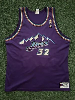 Vintage 90s Champion Jersey Utah Jazz Karl Malone Size 48 • $45