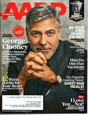AARP Magazine Feb/March 2021 George Clooney Tony Bennett Online Romance Scammers • $7.90