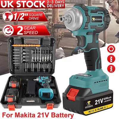 For Makita 21V Electric Impact Wrench 3in1 Cordless Drill Driver Set+1/2 Battery • £62.99