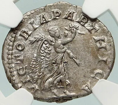 MACRINUS Authentic Ancient 218AD VICTORIA PARTHICA Silver Roman Coin NGC I84936 • $1933.65