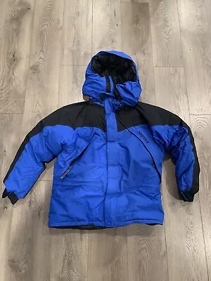 Marmot Gore-tex Goose Down Parka Jacket Blue Black Mens Medium With Hood Water • $100