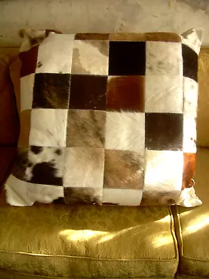 Vtg Ikea Brattby Patchwork Cowhide Floor Pillow~26  Square~euc • £48.66