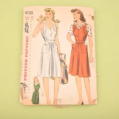 Vintage 1940s Simplicity Jumper & Blouse Sewing Pattern - 4720 Bust 34 Complete • $32