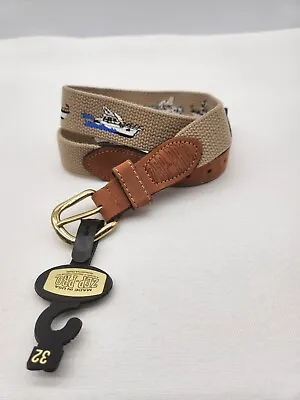 Zep Pro Size 32 Belt Canvas Leather Fishing Boat Nautical Tan Brown Men • $29.99