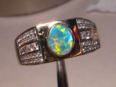 Men's  Diamond & Opal Ring - Solid 14 K Yellow Gold   -  1.0 Ct. Of Diamonds • $2100