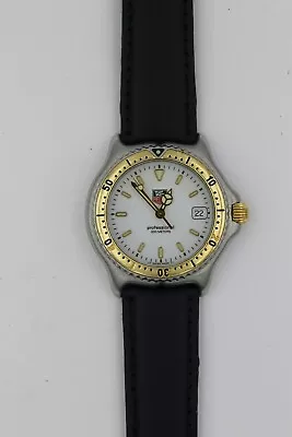 Tag Heuer Watch White Midsize Womens Mens WI1250 Black Leather SEL Gold Silver • $395