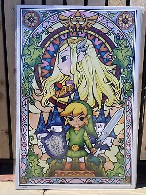 2022 NINTENDO LEGEND OF ZELDA STAINED GLASS WINDOW POSTER NEW 24x36 • $7.99