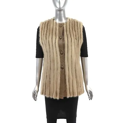 Pastel Mink Vest With Leather Insert- Size M • $165
