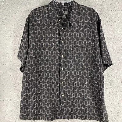 J Ferrar Shirt Men’s Large Black Print Linen Rayon Blend Short Sleeve Button Up • $15