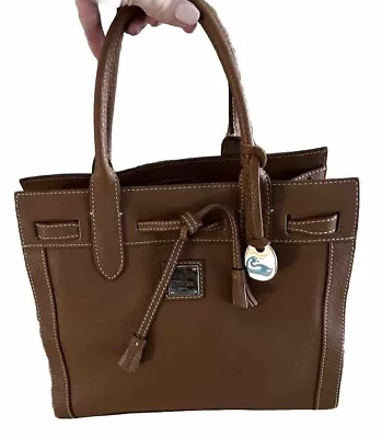 Dooney & Bourke Tan/Brown Pebbled Leather Tote Small Handbag Nice Excellent • $46