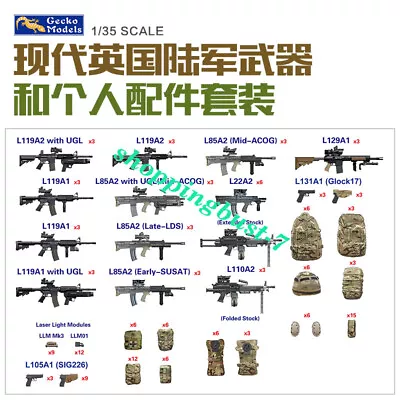 Gecko 1/35 Modern British Army Weapons And Personal Accessories Kit 35GM0026 • $20.89