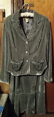 Midnight Velvet Formal Wear Silver Velvet Jacket Skirt Suit Set Women's Large • $30