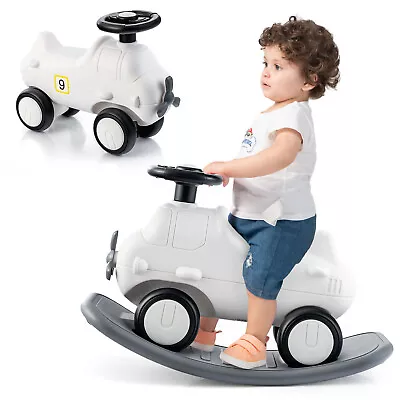 3-in-1 Kids Rocking Horse & Sliding Car Toddlers Indoor Outdoor Ride On Toy • £49.95