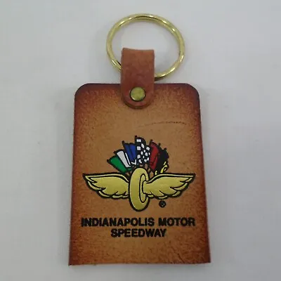 VTG Indianapolis Motor Speedway Leather Keychain IMS Wings Wheel & Flags Logo • $19.99