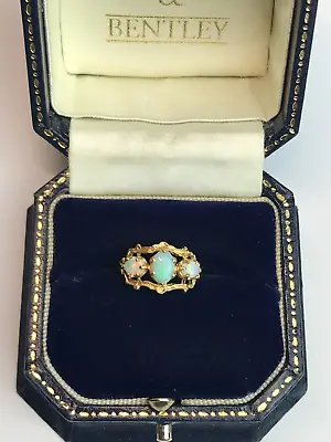 1994 Opal Ring 9ct Gold Opal Vintage Ring Opal Trilogy Ring Size N • $311.26