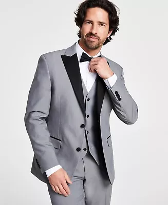 Alfani Mens Slim-Fit Tuxedo Jacket Grey 36S • $43.40