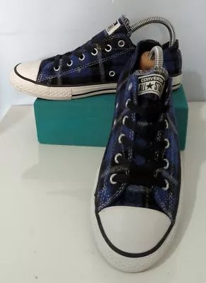 Converse Chuck Taylor Blue Black Wool Plaid Sneakers Trainers Size UK 4 • £15