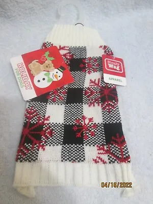 $10.50 • Buy Dog Christmas Buffalo Plaid With Snowflakes Sweater Size Extra Small New 12 -14 