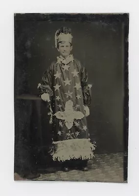 1880's-1890's WIZARD OR MAGICIAN IN STARS COVERED ROBE TINTYPE 3 3/8  X 2 5/8  • $350