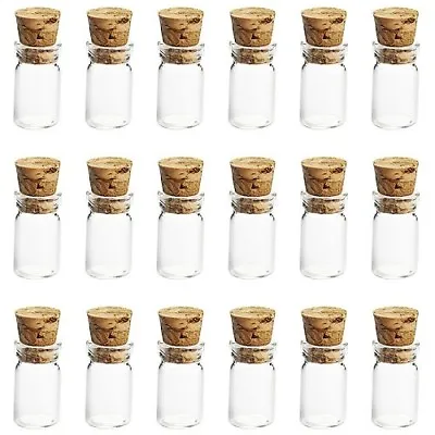 3 X Tiny 0.5ml Glass Bottles With Cork Wood Stopper Vial Mini Jar Bottle Pendant • £2.76