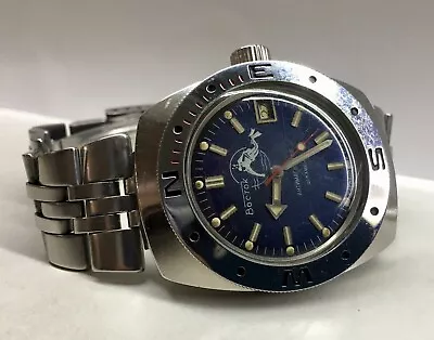 Mechanical Automatic Wristwatch Vostok Amphibian 200 M. Scuba Dude 1990th 2416.B • $119.99