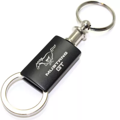 Ford Mustang GT Black Logo Metal Aluminum Valet Pull Apart Key Chain Ring Fob • $15.95