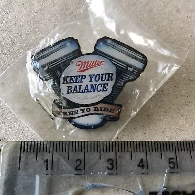 $12.48 • Buy Miller Beer HOG Keep Your Balance - Free To Ride V Twin Pin Badge