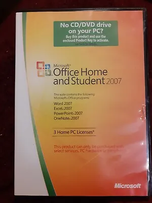 Microsoft Office 2007 Home Student 3 User DVD Word Excel Powerpoint Windows 10 • £22.90