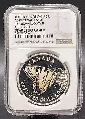 2013 CANADA $20 TIGER SWALLOWTAIL BUTTERFLY - NGC PF69 /w ALL PACKAGING • $116.73