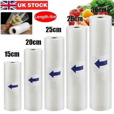 Food Vacuum Sealer Rolls Bags Vaccum Food Storage Saver Seal Bag Embossed 6M UK • £42.82
