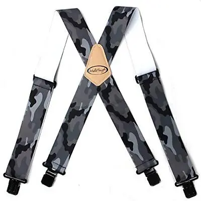 Camo Suspenders For Men Heavy Duty Clips Hunting Work Adjustable Braces Suspende • $22.61