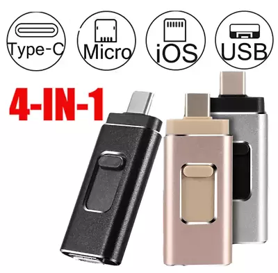 4 In 1 OTG USB Flash Drive Memory Stick For IPhone Android IPad Type C Pen Drive • $14.95