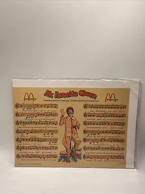 McFavorite Clown Ronald McDonalds Theme Song Tray Liner Red 1974 • $10