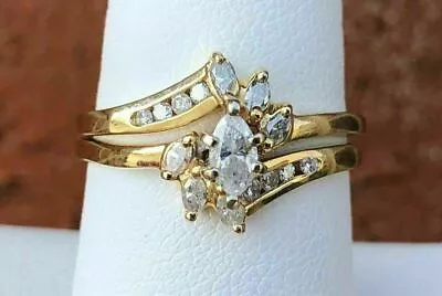 1.50CT Marquise Cut Simulated Diamond Wedding Bridal Ring 14K Yellow Gold Plated • $60
