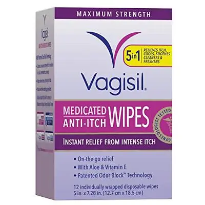 $12.41 • Buy Vagisil Anti-Itch Medicated Feminine Intimate Wipes For Women 12 Wipes