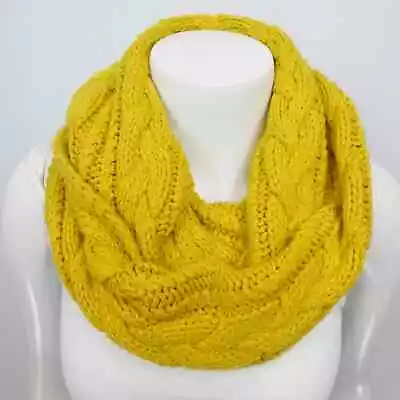 Aeropostale Cable Knitted Infinity Scarf Mustard Yellow Chunky Cozy Layering • $12.50