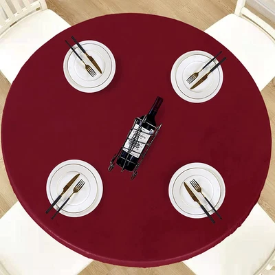 $16.74 • Buy LUSHVIDA Round Waterproof Table Cover Elastic Tablecloth Vinyl Fitted Table C...