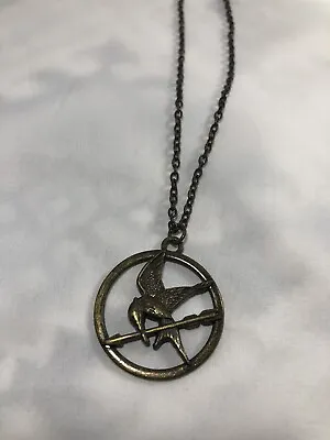 Hunger Games Katniss Brass Mockingjay Pendant Necklace Great Halloween Costume! • $5