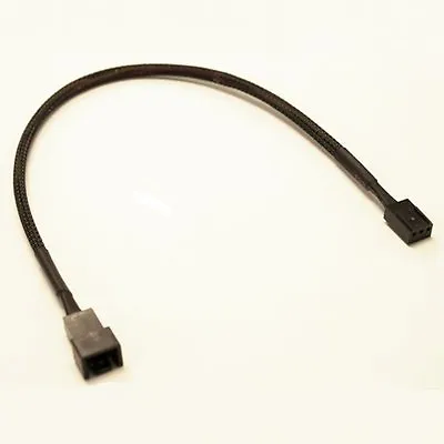 12  3 Pin Connector PC Computer Fan Extension Adapter Cable Black Sleeved  • $3.99